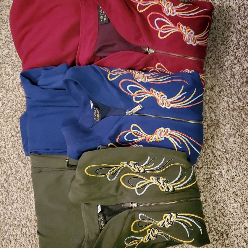 Bob Mackie XL Zip embroidered Jacket XL- red, green and blue- all 3!